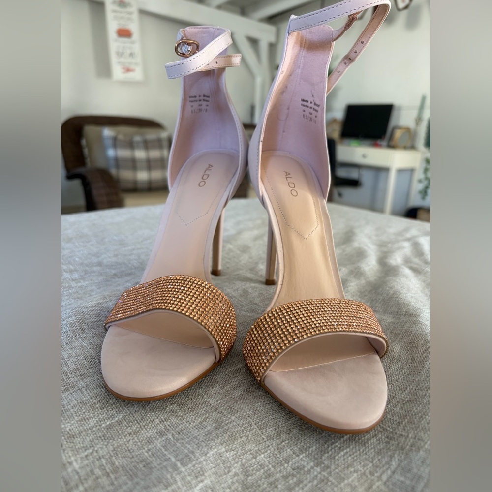 ALDO Pink and Gold Strappy Heels